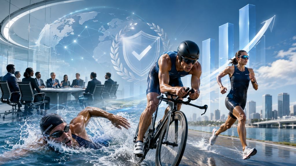 ilustracja AI: World Triathlon w najwyższej grupie ASOIF po rekordowej ocenie zarządzania sportem olimpijskim i reformach