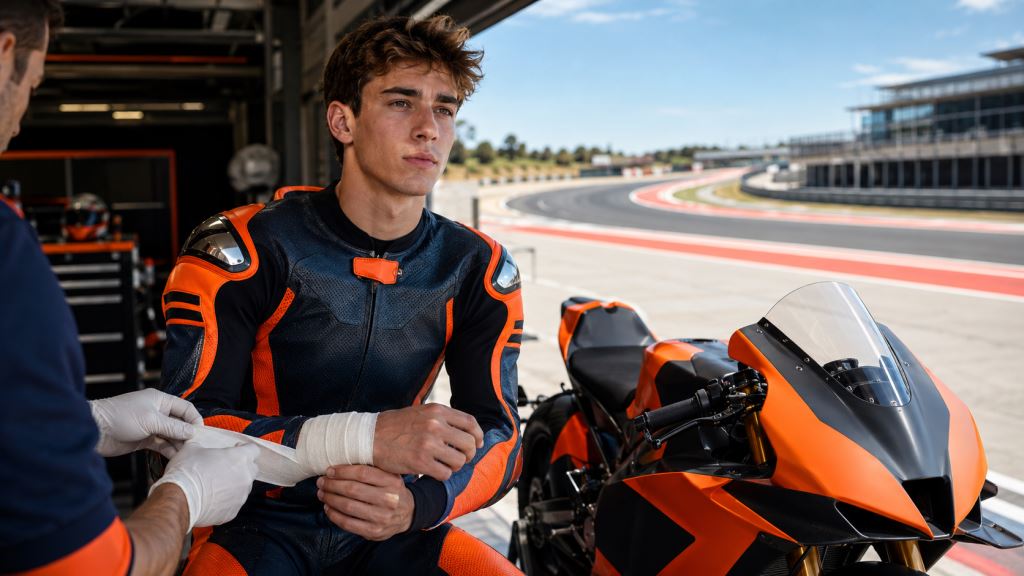 KI-Illustration: Pedro Acosta nach Operation am rechten Handgelenk, KTM plant MotoGP-Rückkehr am Sachsenring beim Deutschland-GP