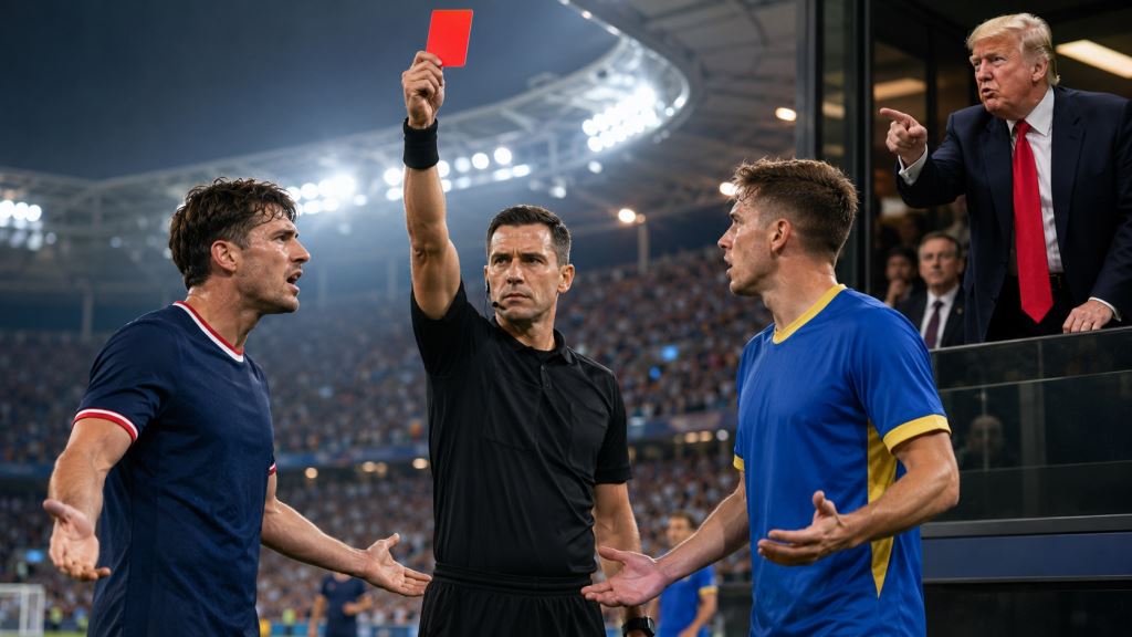 AI ilustracija: FIFA brani suca Raphaela Clausa nakon Trumpovih kritika i slučaja Balogunova crvenog kartona na SP-u 2026