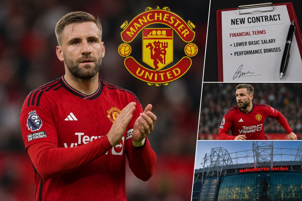 AI illustration: Luke Shaw set for Manchester United contract talks with lower salary, bonuses and left-back succession plan