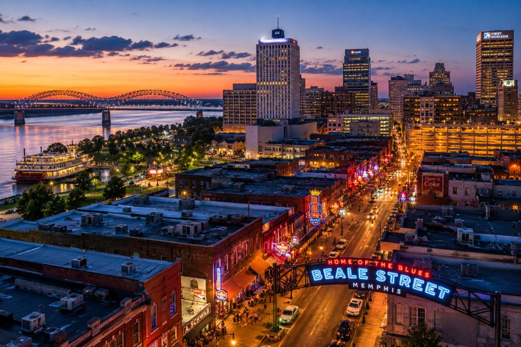 illustration IA: Memphis 2026 : guide des hébergements, hôtels, appartements, quartiers, parking et prix pratiques