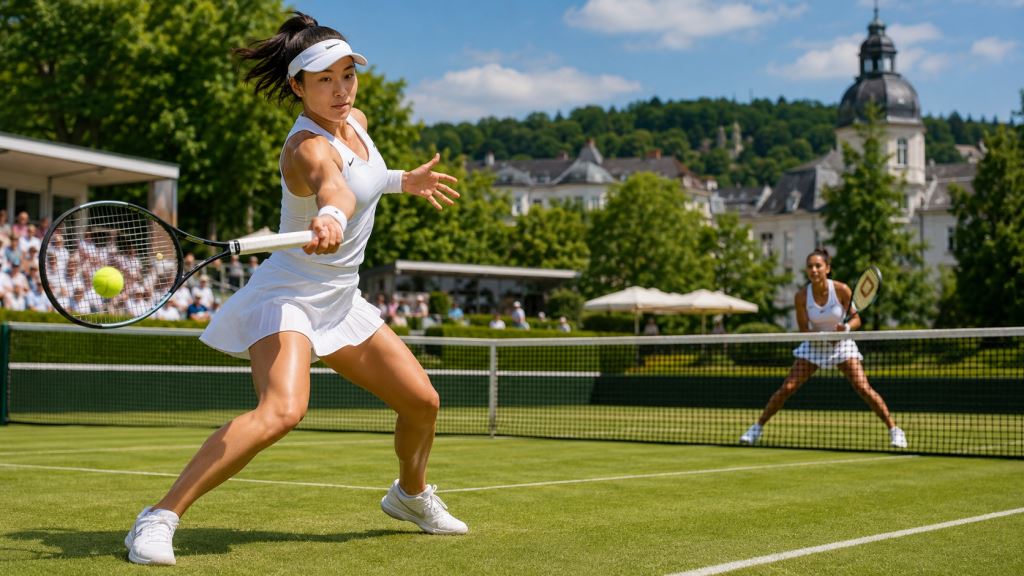 KI-Illustration: Wang Xinyu besiegt Leylah Fernandez in Bad Homburg und erreicht das Viertelfinale des WTA-500-Turniers
