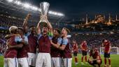Aston Villa’s Europa League trophy after 3-0 victory over Freiburg in the final at Beşiktaş Park