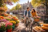 Amsterdam zu zweit im Frühling: Fahrrad, Grachten, Blumenmarkt und Käsegenüsse mit praktischen Tipps