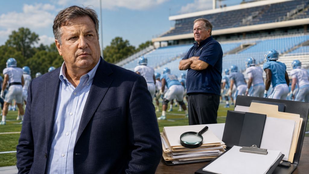 KI-Illustration: UNC beurlaubt Michael Lombardi, während das Footballprogramm vor einer separaten NIL-Prüfung in den USA steht