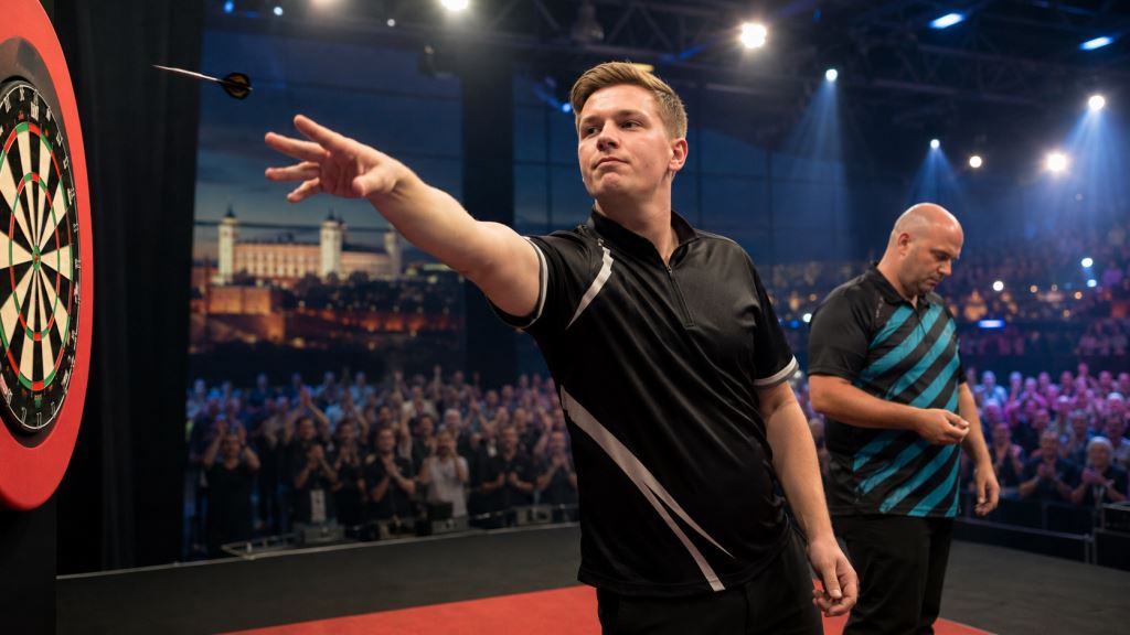 ilustración con IA: Wessel Nijman Gana el Slovak Darts Open en Bratislava Tras Dominar la Final Ante Rob Cross