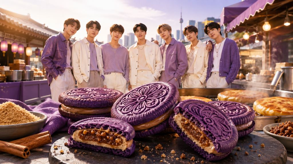 BTS et OREO dans une collaboration mondiale entre musique et biscuits violets au hotteok pour les fans