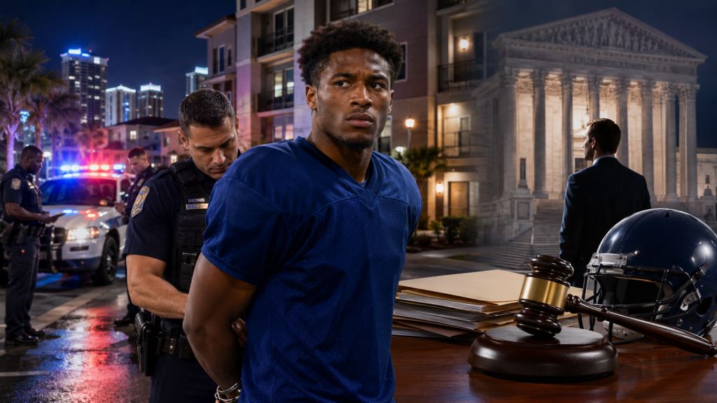 AI illustration: Terrion Arnold's Detroit Lions release after Tampa arrest and felony allegations shaking his NFL future