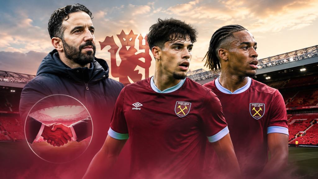 ilustracja AI: Manchester United chce duet West Hamu: Mateus Fernandes i Crysencio Summerville na liście transferowej