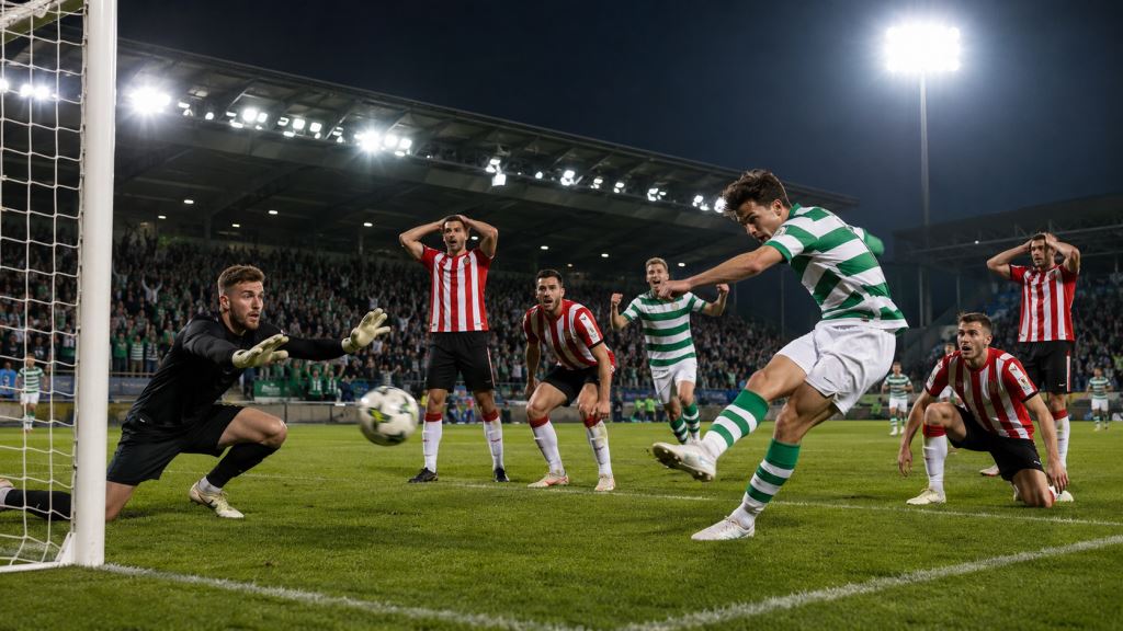 ilustracja AI: Shamrock Rovers ratują punkt z Derry City po późnym golu Aarona Greene’a w League of Ireland Premier Division