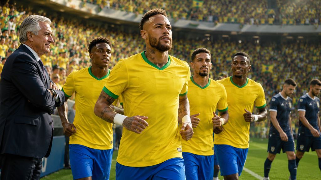 KI-Illustration: Neymars Brasilien-Rückkehr im Sieg gegen Schottland, Ancelotti gewinnt wichtigen Trumpf für WM-2026-K.-o.-Phase
