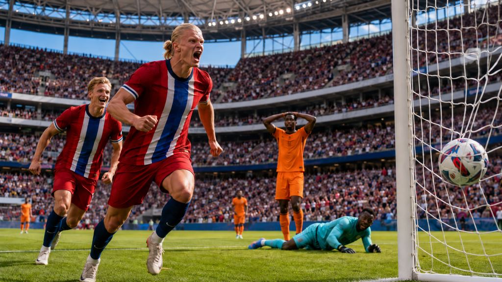 ilustración con IA: Noruega elimina a Costa de Marfil en Arlington: Haaland decide y prepara el duelo con Brasil en el Mundial
