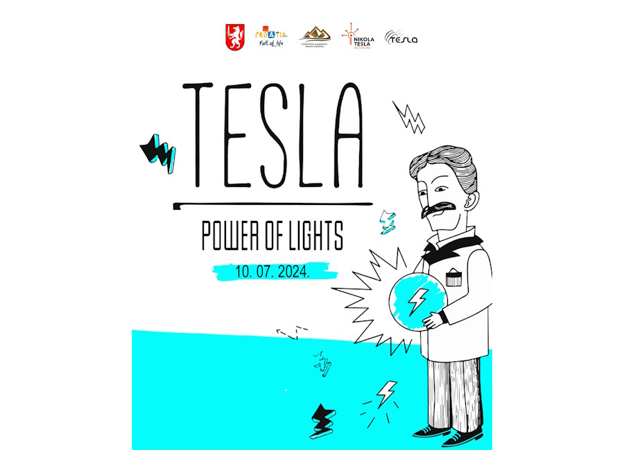 Feier zum 168. Geburtstag von Nikola Tesla in Gospić mit dem Event Tesla Power of Lights, dem Konzert Giuliano and the Dictator und der Ausstellung Rimčeva Nevera