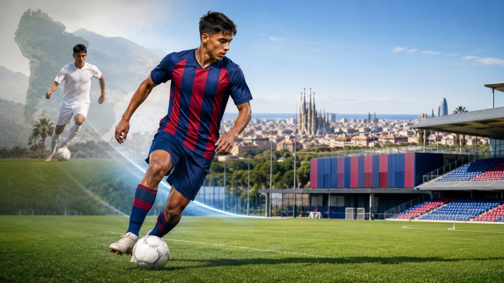 KI-Illustration: Barcelona holt Josué Caicedo von LDU Quito als langfristiges Entwicklungsprojekt für Barça Atlètic 2026