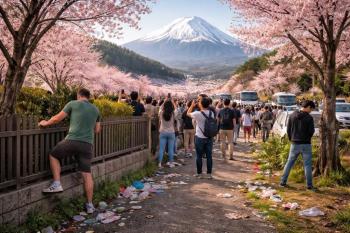 Fujiyoshida au pied du Fuji a annulé le festival des cerisiers en fleurs en raison de la foule, des déchets et des touristes inappropriés