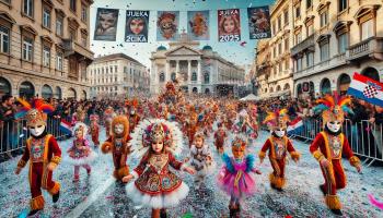 Carnaval de Rijeka 2025 : défilé de carnaval pour enfants, course de carnaval et séance de snowboard donnent vie à la ville