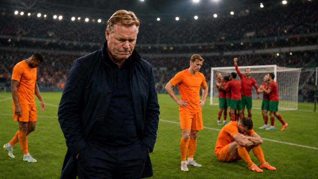 illustration IA: Koeman quitte les Pays-Bas après la défaite face au Maroc et la cruelle sortie du Mondial 2026 aux tirs au but