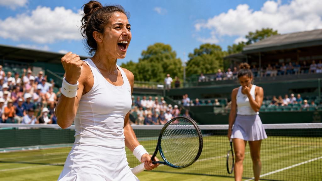 ilustracja AI: Zeynep Sonmez wyeliminowała Leylah Fernandez w WTA Nottingham po zaciętym tie-breaku pierwszej rundy