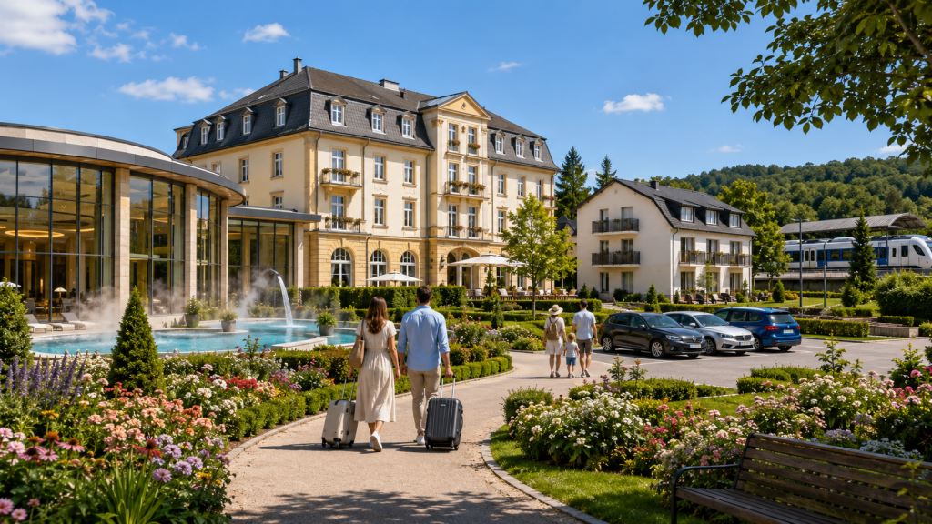 KI-Illustration: Bad Nenndorf 2026: Unterkünfte, Hotels, Ferienwohnungen, Parken, Therme und Landesgartenschau-Reiseführer