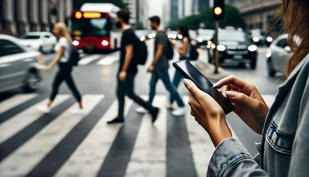 Seguridad peatonal en áreas urbanas: los peligros de caminar distraído debido a los teléfonos móviles aumentan el riesgo de accidentes e interacciones con vehículos, lo que sugiere la necesidad de nuevas medidas en infraestructura y planificación