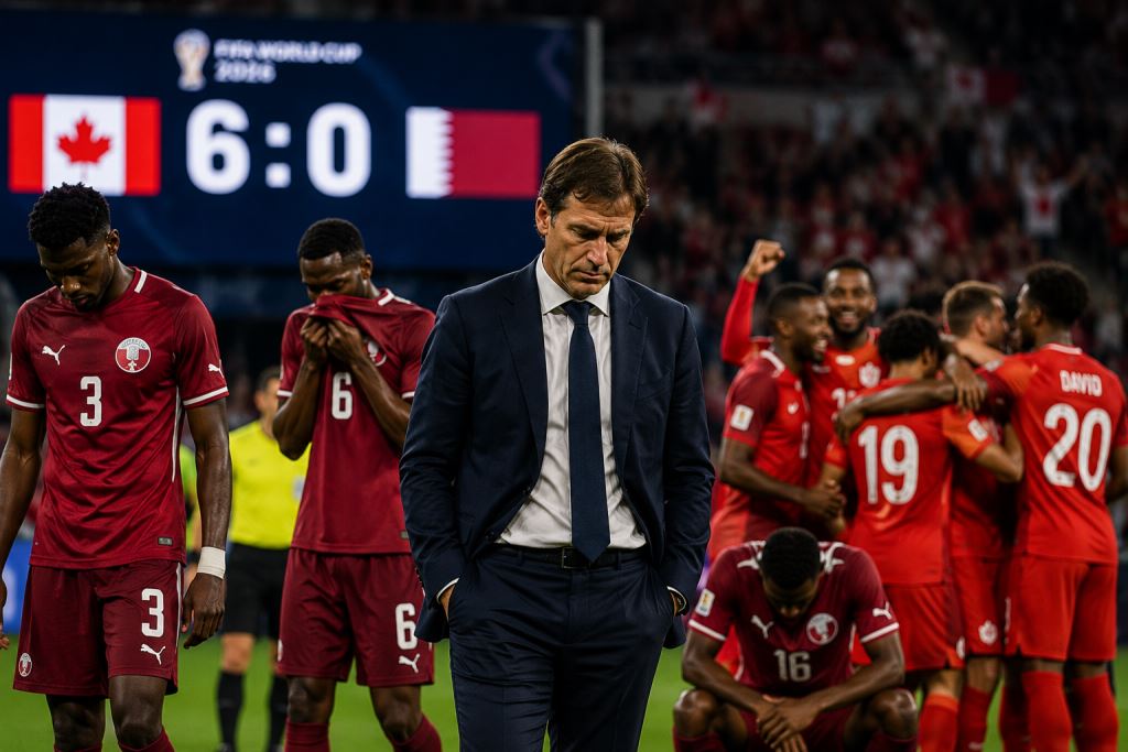 ilustración con IA: Julen Lopetegui no busca excusas tras el 6-0 de Qatar, Canadá firma un triunfo histórico en el Mundial 2026