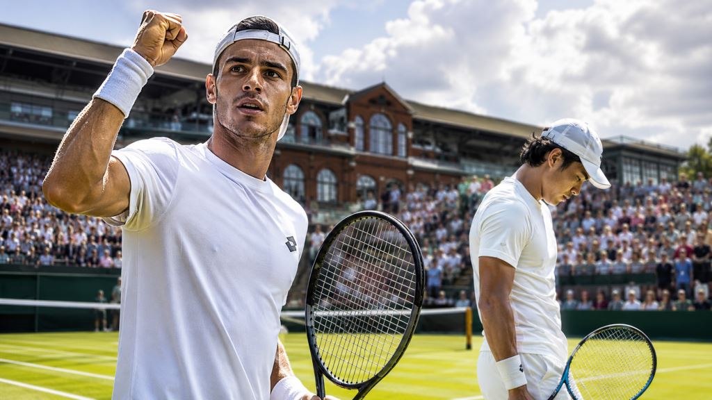 ilustracja AI: Powrót Cerundola z Nakashimą i finał ATP Queen's Club przeciwko Tommy'emu Paulowi w Londynie