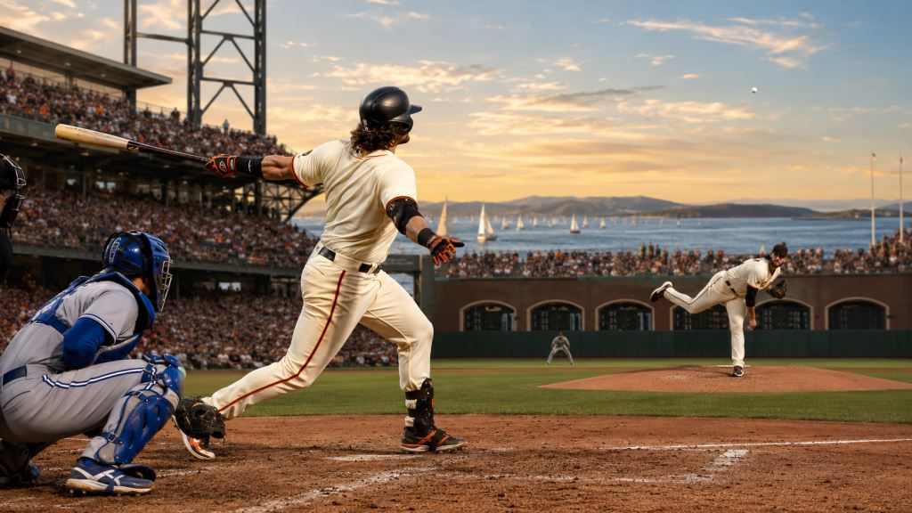 KI-Illustration: Ramos führt Giants mit zwei Home Runs an, Roupp beendet Durststrecke gegen Blue Jays beim 10:1 in der MLB