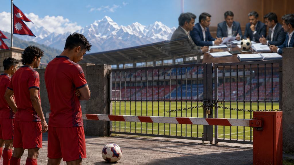 KI-Illustration: FIFA suspendiert Nepals Fußballverband wegen Streit mit Nationalem Sportrat und ANFA-Führung