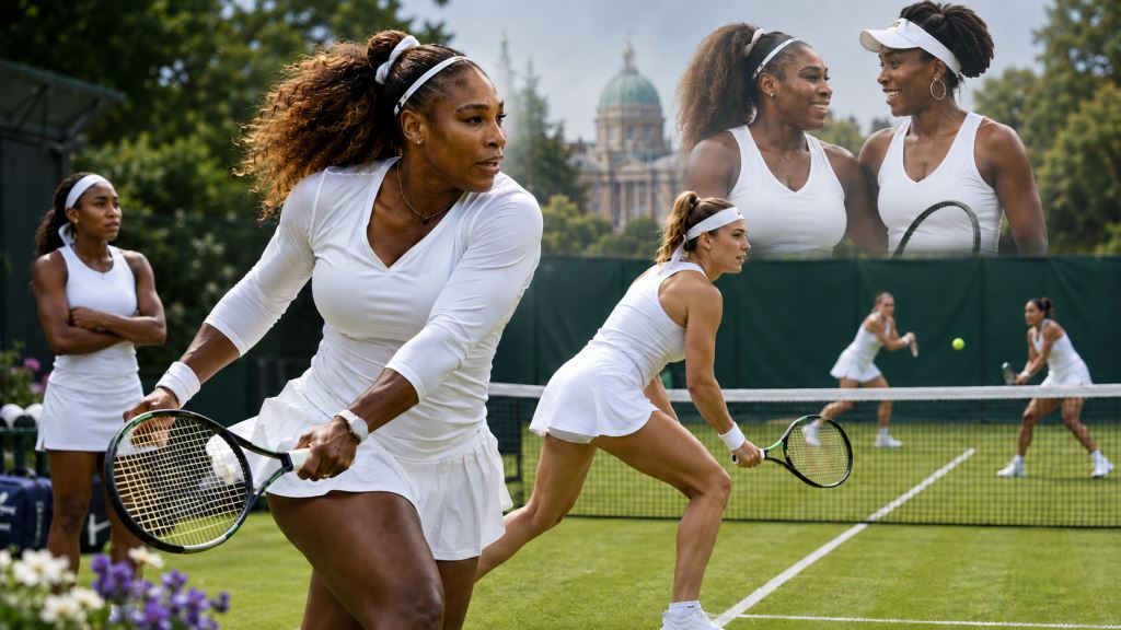 illustration IA: Serena Williams stoppée à Berlin, Wimbledon avec Venus promet un grand retour en double féminin sur gazon