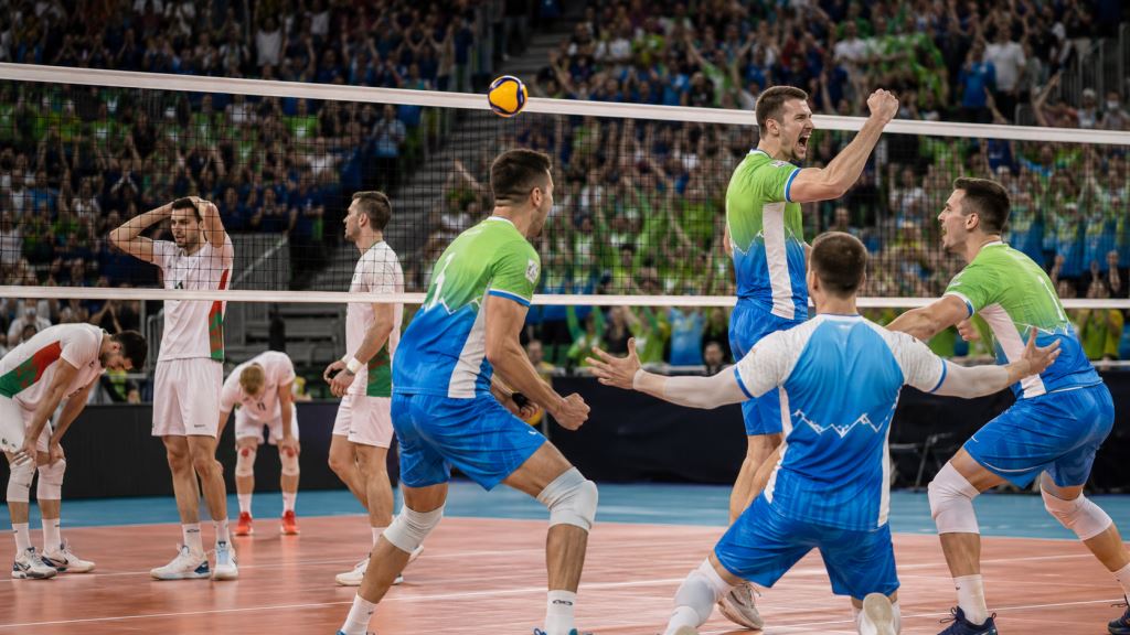 ilustración con IA: Dramática victoria de Eslovenia ante Bulgaria en la VNL 2026 de Liubliana tras cinco sets en el Pool 6