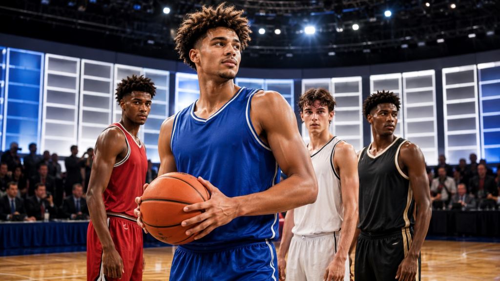 ilustracja AI: Cameron Boozer liderem rankingu NBA Draft 2026 przed Petersonem, Dybantsą i Wilsonem według Bleacher Report