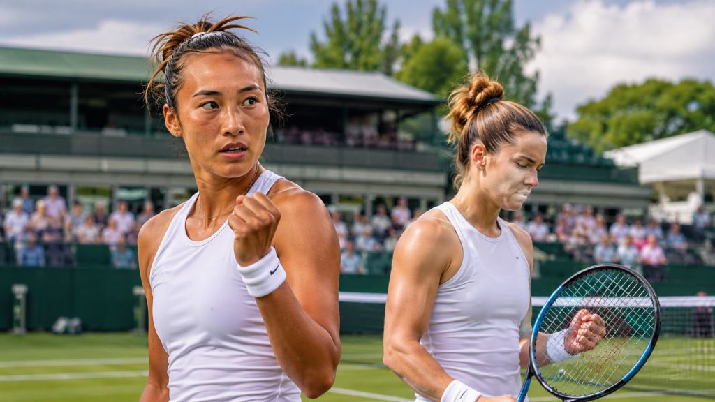 ilustracja AI: Zheng Qinwen po zwrocie meczu z Marią Sakkari w trzech setach awansuje do drugiej rundy Lexus Nottingham Open