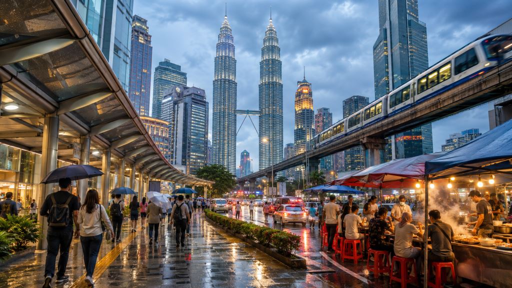 Kuala Lumpur w deszczu: przewodnik po monsunie, metrze, wieżowcach i jedzeniu ulicznym