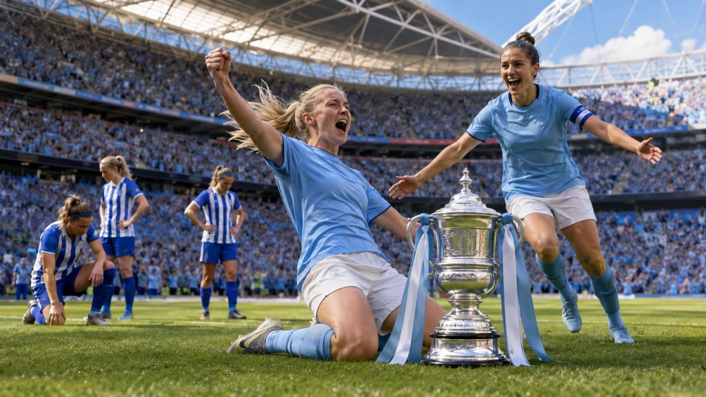 Manchester City gewinnt Women’s FA Cup mit 4:0 gegen Brighton und vollendet das nationale Double