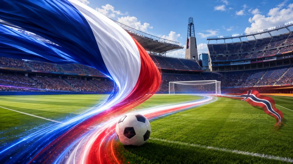 illustration IA: La France domine la Norvège 4-1 à Foxborough avec un triplé de Dembélé et finit en tête du groupe I 2026