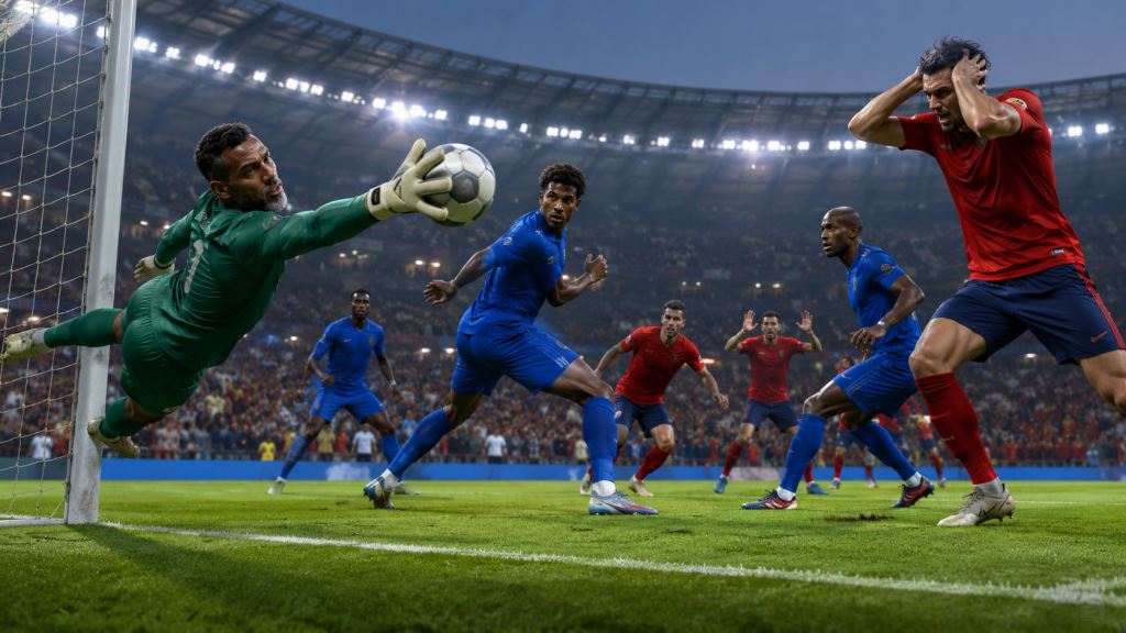 illustration IA: Le Cap-Vert freine l’Espagne au Mondial, Vozinha héros du nul historique des débutants