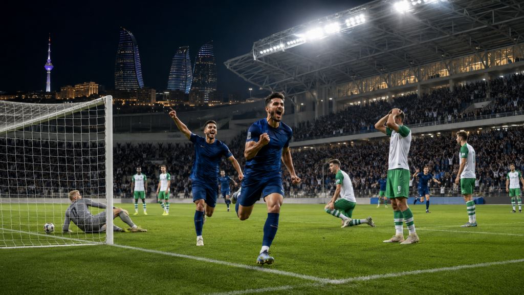 ilustracja AI: Sabah pokonał The New Saints 2:0 w Baku i przejął kontrolę w kwalifikacjach Ligi Mistrzów po czystym koncie