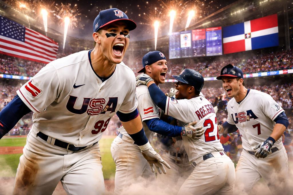 The USA reached the World Baseball Classic final in Miami after drama against the Dominican Republic
