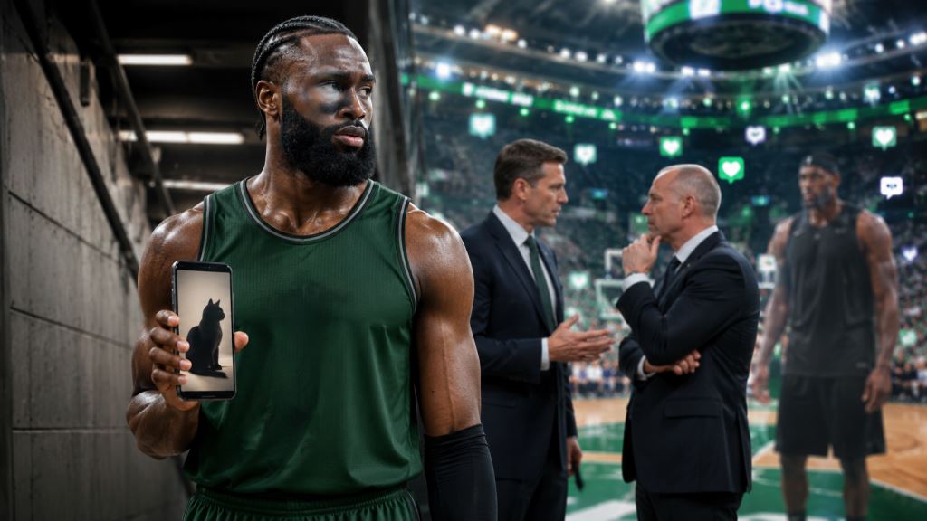 illustration IA: Le message de Jaylen Brown sur les chats relance les rumeurs de transfert et son avenir chez les Celtics