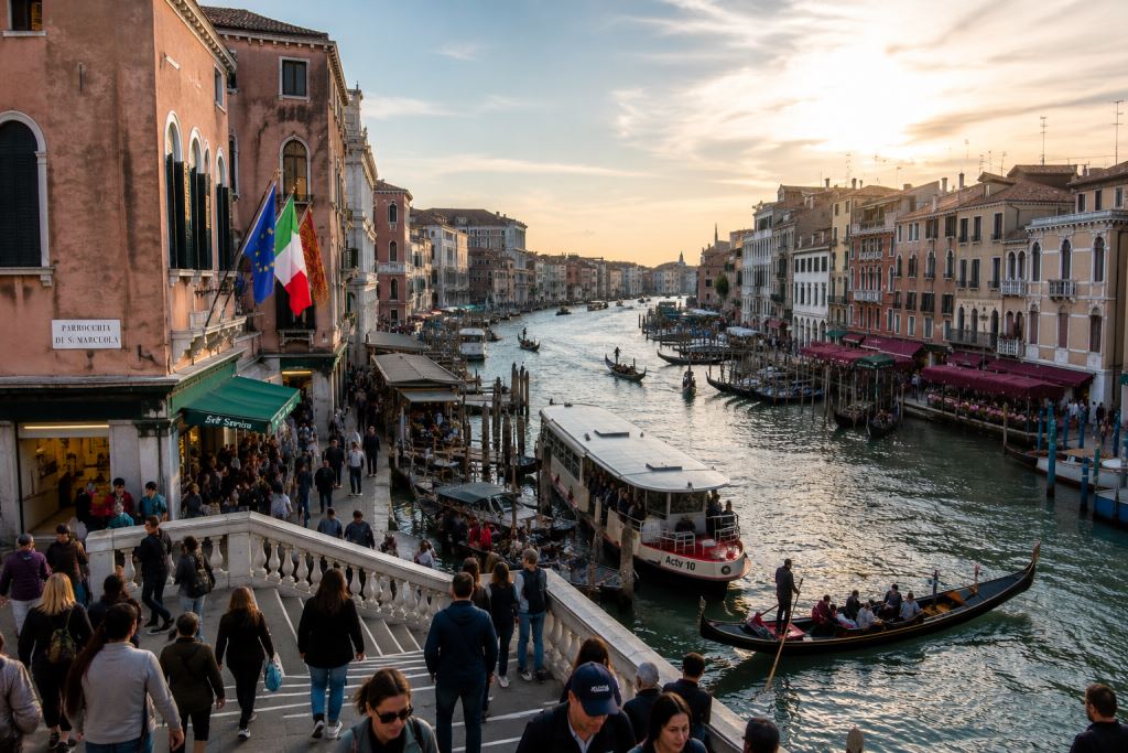 AI illustration: Venice 2026 without costly mistakes: when to arrive, where to stay and how to cross the lagoon