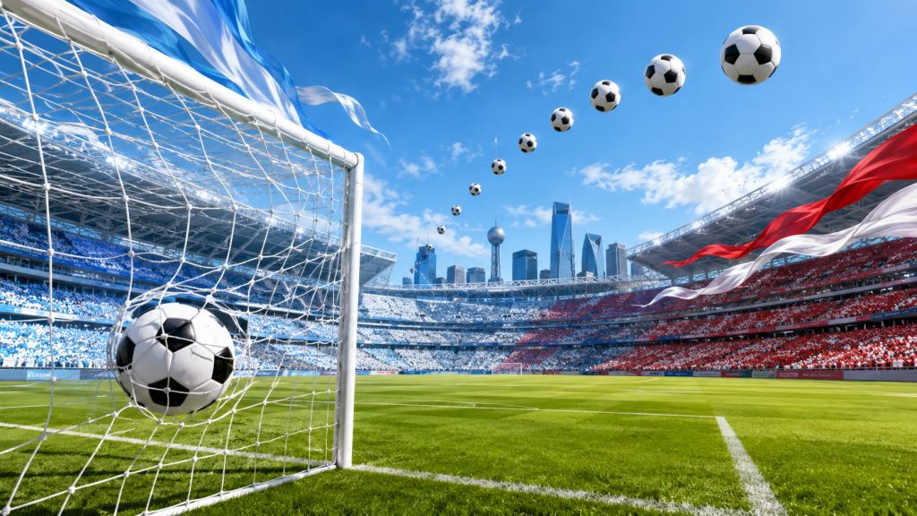 ilustración con IA: Lionel Messi rompe el récord goleador del Mundial y lleva a Argentina a la fase eliminatoria en Dallas