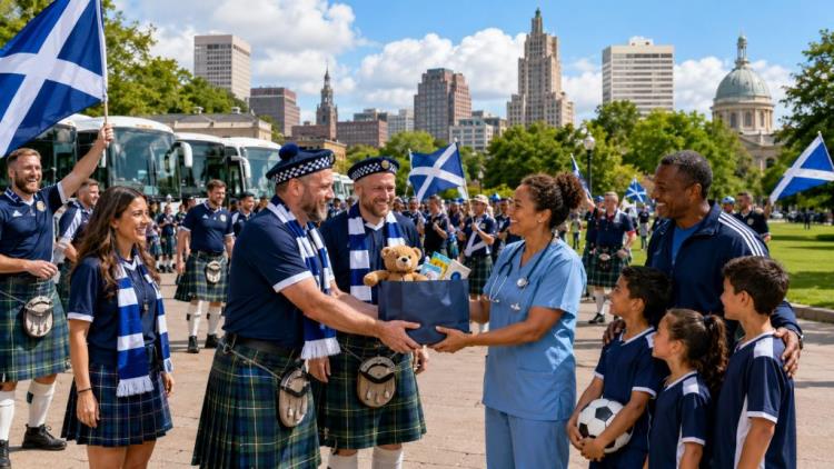 illustration IA: Tartan Army à Providence : les supporters écossais récoltent près de 30 000 dollars pour la ville au Mondial 2026