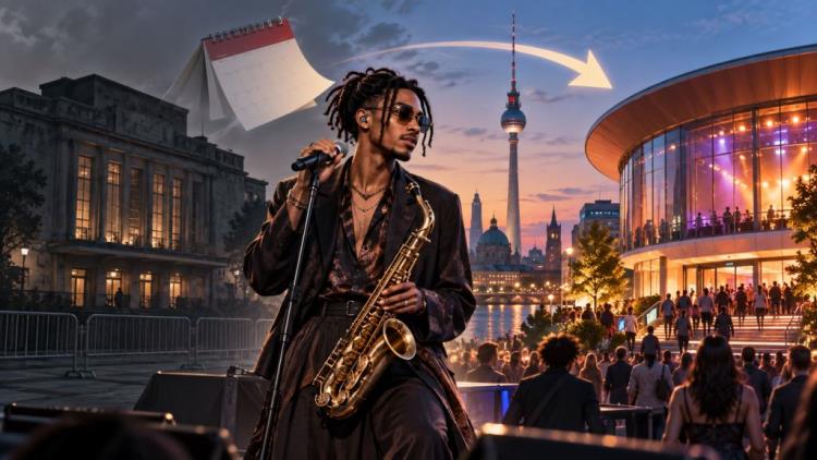 ilustracja AI: Masego przekłada koncert w Berlinie z Fix Your Face Tour: nowy termin w lutym 2027 i przenosiny do Huxleys Neue Welt