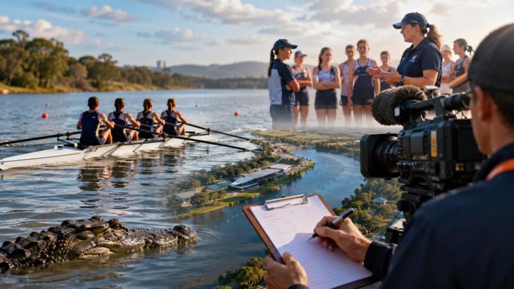 ilustracja AI: Rowing Queensland zaostrza zasady dla mediów przed szkolnymi regatami na spornej trasie Brisbane 2032