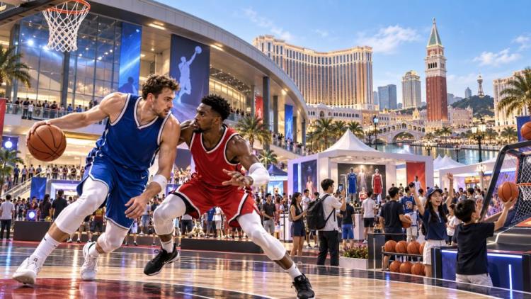 AI illustration: NBA House Macao expands to five days around two Dallas Mavericks vs Houston Rockets preseason games in 2026