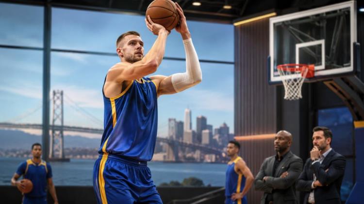 AI illustration: Porziņģis stays with Warriors on $40m deal as Golden State enters a tighter NBA offseason puzzle in 2026
