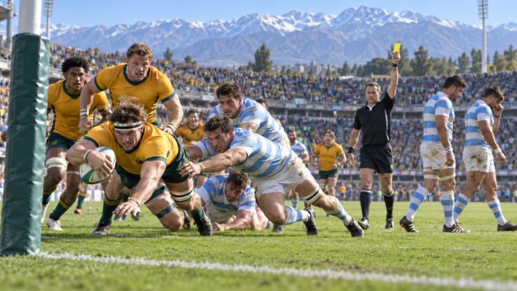 AI illustration: Australia claim first rugby series win in Argentina after dramatic 28-28 draw in Mendoza against 13-man Pumas