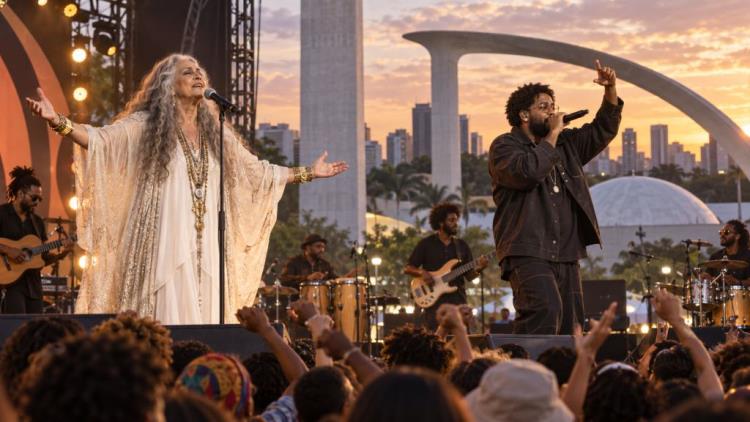 AI illustration: Coala Festival in São Paulo unites Maria Bethânia, Emicida and generations of Brazilian music on one stage
