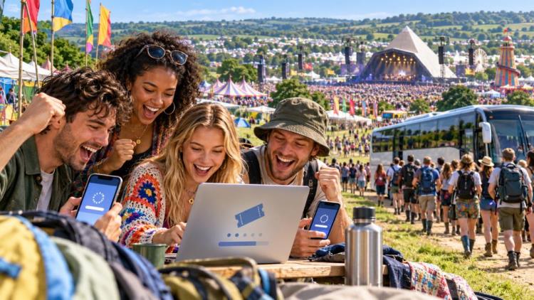 KI-Illustration: Glastonbury 2027: Allgemeiner Ticketverkauf startet nach Ausverkauf der Buspakete für Worthy Farm Festival