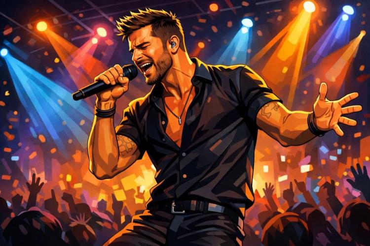 AI ilustracija: Ulaznice za Ricky Martin u Oberhausenu - ulaznice za latino pop koncert u Rudolf Weber Arena i velike hitove uživo — Rudolf Weber Arena, Oberhausen — subota, 27. lipnja 2026.